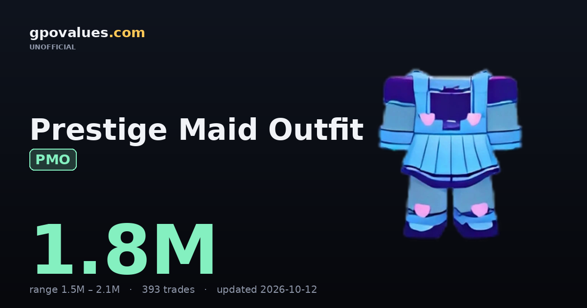 Prestige Maid Outfit GPO — Value 1.8M, Trades & History
